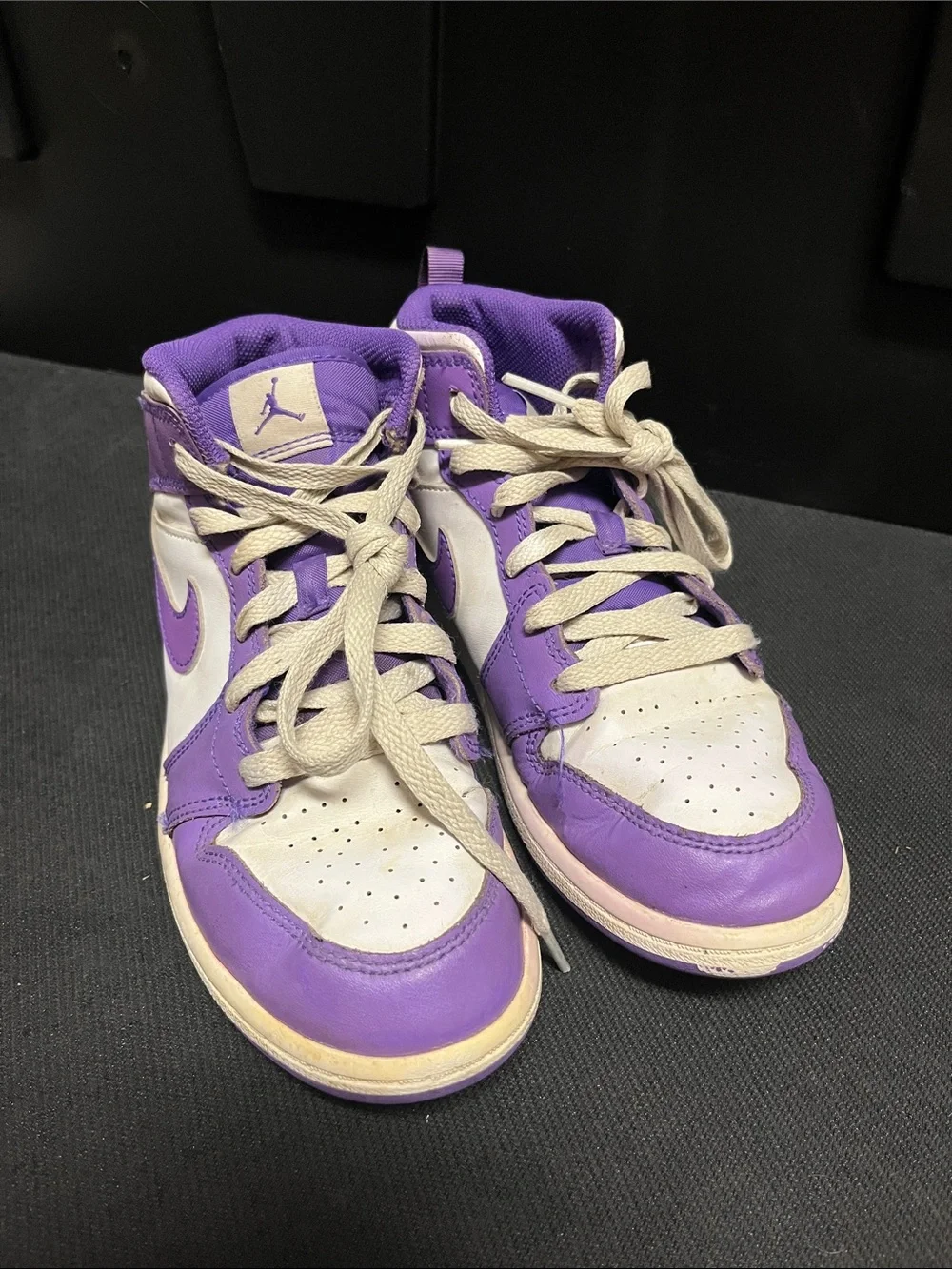 Air Jordan 1 Mid GS Size 3Y Purple White Kids Youth Sneakers DQ8424-511 (B11)